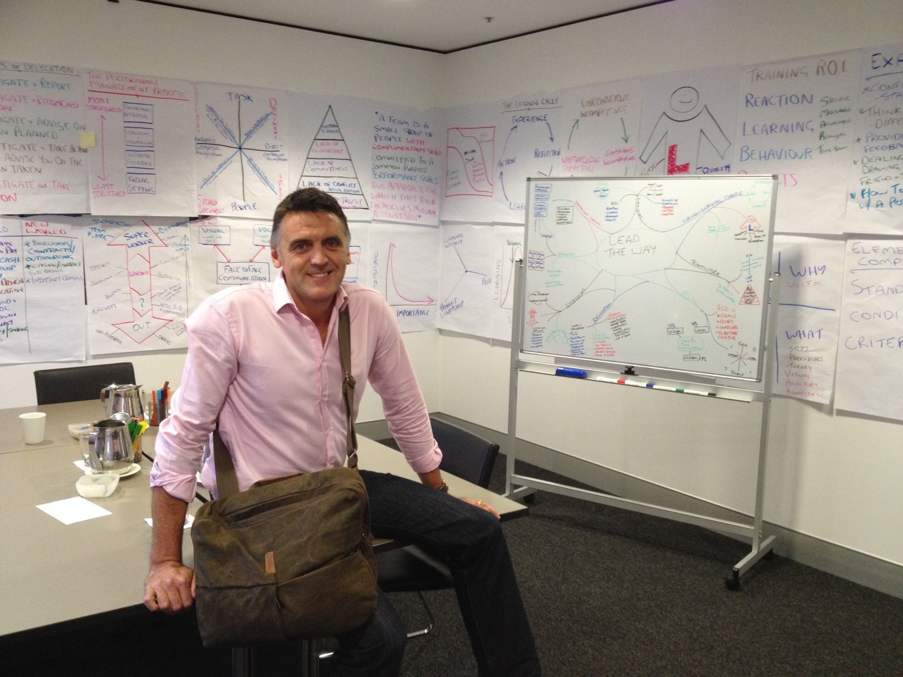 Peter Smith with whiteboard mind maps